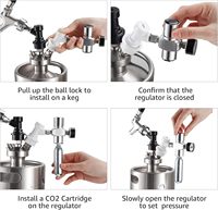Régulateur de charge de bonbonne en alliage d'aluminium certifié 0-60 PSI, mini-régulateur de CO2 portable avec filetage 3/8 pouces et ensemble de raccords à bille pour pique-nique