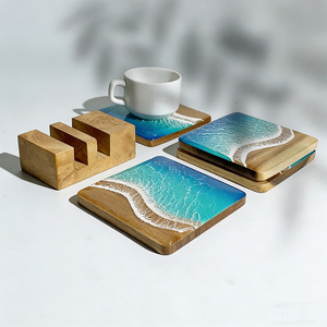 Sous-verre en résine motif vague marine, fait main, pour décoration de cuisine, vente en gros, personnalisable, promotionnel - Product Image 3