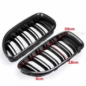 Paire de grilles de calandre avant double ligne en carbone noir pour BMW M6 F06 F12 F13 640i 650i 2012 2013 2014 2015 2016 2017 Grille de course - Product Image 5