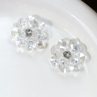 Appliques 3D Fleurs Cristal À La Main Décoration Patches Perlé Sequin Fleurs Robe Diamant Fleur Strass Charmes Patch