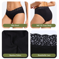 Culottes menstruelles élastiques en bambou absorbantes, écologiques et réutilisables, personnalisables