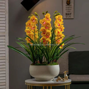 <span class=keywords><strong>Whelan</strong></span> avec feuilles en pot fleurs artificielles orange plante florale artificielle avec pot fleurs d'orchidées artificielles - Product Image 2