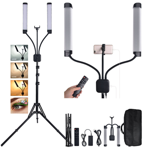 Profesional 360 °   Luz LED de belleza de doble brazo, luz LED para pestañas, luz de relleno con trípode para maquillaje, luz flexible para fotografía y video - Product Image 2
