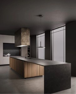 เฟอร์นิเจอร์ครัวสำเร็จรูปสไตล์โมเดิร์นสำหรับโรงแรมเชิงพาณิชย์ ดีไซน์หรูหราแบบอิตาลี ชุดตู้เก็บของติดผนังพร้อมไอส์แลนด์ ผลิตภัณฑ์โลหะสำหรับห้องนั่งเล่น - Product Image 3