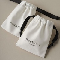 Sac à cordon en velours blanc de gros du fabricant, pochette haut de gamme pour boucles d'oreilles, sac anti-poussière, logo estampé à chaud, petit/moyen/grand
