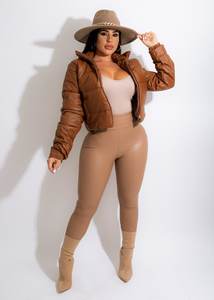 10% di sconto S-2XL nuovo piumino in pelle elastica giacca imbottita giacca da <span class=keywords><strong>donna</strong></span> giacca in PU - Product Image 5