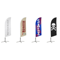 Kit de drapeaux et de bannières promotionnels en polyester pour la publicité extérieure personnalisée, support de bannière 2m 3m 4m pour les événements professionnels Oriflamme
