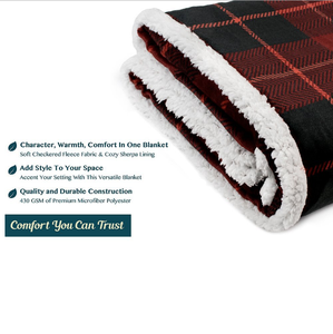 Coperta in pile corallo stile natalizio a quadri, coperta in peluche sherpa a doppio strato, coperta spessa stampata, coperta sherpa natalizia - Product Image 3