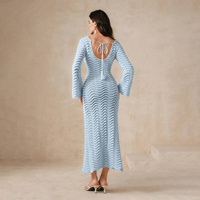 Robe de plage longue pour femme, personnalisée en usine, au crochet, ajourée, dos nu, sexy, cache-maillot de bain