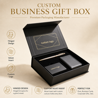 Boîte cadeau d'affaires Gotop écologique noir mat avec couvercle à charnière et insert moulé sur mesure pour ensemble stylo, carte, carnet et cadeaux