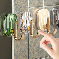 Porte-manteau mural auto-adhésif pour salle de bain avec crochets porte-clés, support à serviettes sans perçage, crochets à clipser pour la décoration intérieure