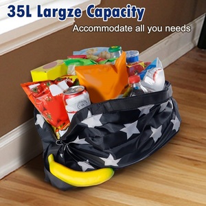 Logo personnalisé écologique grande capacité sac à provisions portable en polyester avec motif de dessin animé plis sac de rangement pliant - Product Image 3