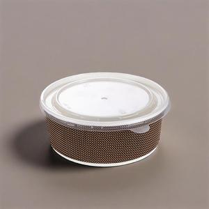 Bol à soupe à salade jetable écologique personnalisé à paroi unique conception ondulation gobelet en papier kraft de qualité alimentaire avec revêtement en PE avec couvercle - Product Image 1