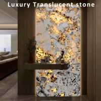 Grande dalle de marbre translucide Pandora Luxury Stone pour mur intérieur ou plan de travail pour la décoration d'espaces commerciaux