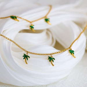 Collar de Joyería con Colgante de Árbol de Coco Chapado en Oro de 18k, de Acero Inoxidable 316L, Resistente al Agua y al Deslustre, para Mujer - Product Image 3