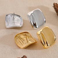 Boucles d'oreilles clous carrées simples en acier inoxydable 316 XY 924, style japonais, en métal doré et argenté, bijoux étanches