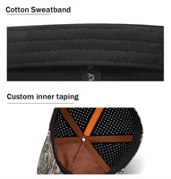 Casquettes de golf imperméables en PVC avec logo personnalisé découpé au laser, perforées, 5 panneaux, camouflage de chasse en forêt, résistantes à l'eau