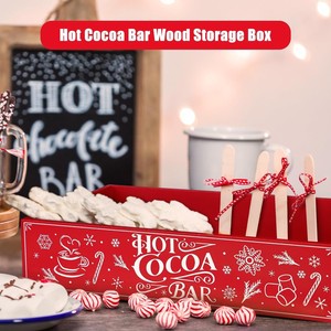 Caja de almacenamiento de madera, organizador navideño, decoración rectangular reutilizable para el hogar, vajilla para fiestas navideñas - Product Image 2