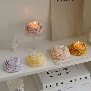 Handgemachte Kreative Mehrfarbige Pfingstrosenförmige Sojawachs-Kerze 90g Rauchfreie Duftkerze Umweltfreundliche Heimdekoration & Geschenk - Product Image 5
