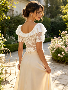 Elegante Blusa de Encaje para Mujer con Mangas con Volantes, Capa Transparente, Estilo Vintage - Product Image 3
