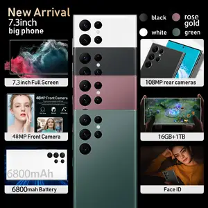 Smartphone2023 новый телефон S23 Ultra 16gb + 1tb 5g 7,2 дюймов Mtk6889 48mp 108mp со встроенным пером Android 12 Smartphonemate60