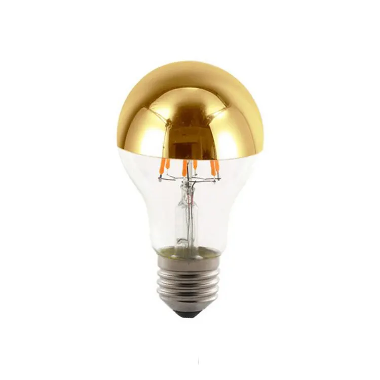 A19 A60 Gold Crown Spiegel leuchten Glühbirne Halb chrom Glühbirne E27 LED Edison Glühbirne