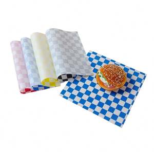 Fast Delivery Wholesale Printing Pe Coated <b>Paper</b> 12x12" Grease Proof Deli Fast Food Checkered <b>Burger</b> <b>Wrapping</b> <b>Paper</b> - Product Image 1