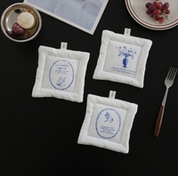 Sous-verres en tissu, tapis isolants tendance, sous-verres pour tasses à café, thème cuisine sud-est de la France, à la gloire des photos, set de table blanc