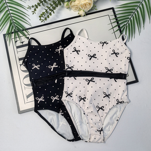 เต้นบัลเล่ต์สีชมพูสีดำสำหรับเด็กชุดรัดรูปพิมพ์ลายผูกโบว์น่ารักสินค้าใหม่ - Product Image 2