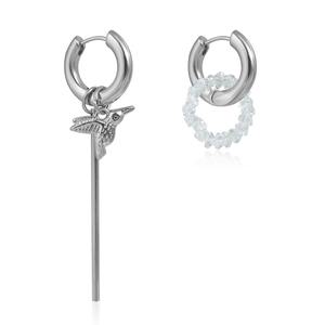 ต่างหูห่วงคริสตัลสไตล์มินิมอลสำหรับผู้หญิงกระดุมอินเทรนด์แบบเรียบง่ายองค์ประกอบนกทำจากสังกะสีอัลลอยของขวัญที่สมบูรณ์แบบ - Product Image 5