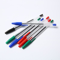 Stylo à bille transparent en plastique avec logo personnalisé de haute qualité rouge bleu noir stylo à bille scolaire stylo à bille transparent baril