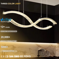 Lustre moderne en cristal nordique doré, longue bande en acrylique, luminaire suspendu linéaire pour salle à manger et salon