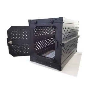 Factory Supply Eco-Friendly Aluminium Collapsable Dog Crate Safety Lock Design Folding Dog Cage