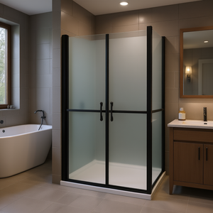 Porte de douche semi-froissée Esq 36,6-37,8 x 74,8 po, verre trempé 8 mm, coulissante rectangulaire avec cadre, design minimaliste - Product Image 2