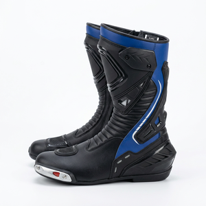 Botas de moto a media pantorrilla de cuero genuino con cierre de cremallera, suela de goma, para uso en todas las estaciones, unisex, para hombre y mujer. - Product Image 3