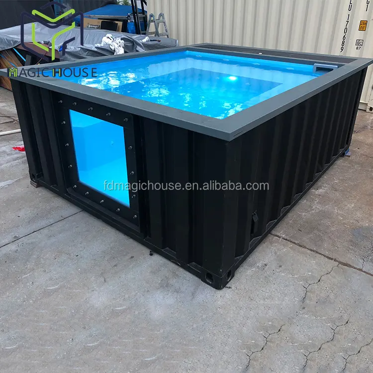 Magic House Tragbarer Glasfaser-Poolcontainer-Pool im Freien mit Acrylglas-Sichtfenster