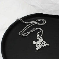 Akaza Symbole Collier Pour Hommes Femmes Titane Anime Demon Slayer Pendentif Bijoux Tendance Anime Accessoires Cosplay Couple Cadeau