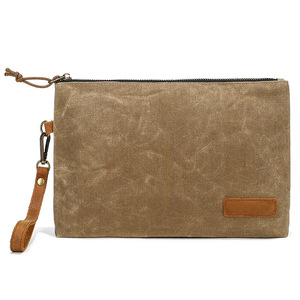 Borsetta impermeabile Vintage con cerniera in tela cerata, custodia, pochette <span class=keywords><strong>da</strong></span> viaggio personalizzata, con etichetta privata - Product Image 4