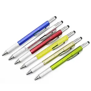 Werbe-Multifunktion werkzeug Kugelschreiber 5 In 1 Stift Soft Screen Metallstifte mit Schrauben dreher Gradient und Lineal