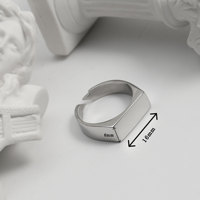 Benutzer definierte Edelstahl Schmuck Öffnung Design Rechteck Blank Siegel Gravierbare Ringe