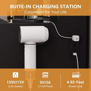 Armadietto in vetro nero moderno con luci a <span class=keywords><strong>LED</strong></span> 3 cassetti tavolo da toletta per camera da letto 3 modalità di colore trucco vanità - Product Image 6