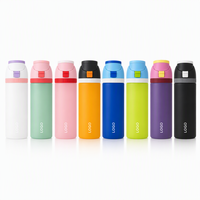 Bouteille d'eau portable en Tritan écologique avec poignée, ouverture à une touche, paille et couvercle verrouillable anti-fuite pour le voyage, la randonnée et le trekking