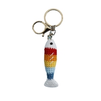 Pendentif exquis en forme de poisson, tissé à la main, porte-clés en laine crochetée Zhi Nu en forme de petit poisson