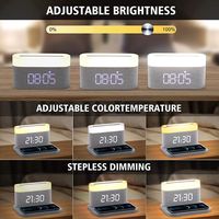 Hot Verkopen Nieuwe Smart Desk Bed 15W Snel Draadloos Opladen 3 In 1 Magnetisch Nachtlampje Wekker Draadloze Opladerlamp
