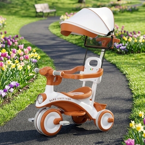 <span class=keywords><strong>Tricycle</strong></span> à pédales pour enfants, poussette bébé, trotteur garçon fille, poussette d'apprentissage anti-basculement, poussette enfant - Product Image 2