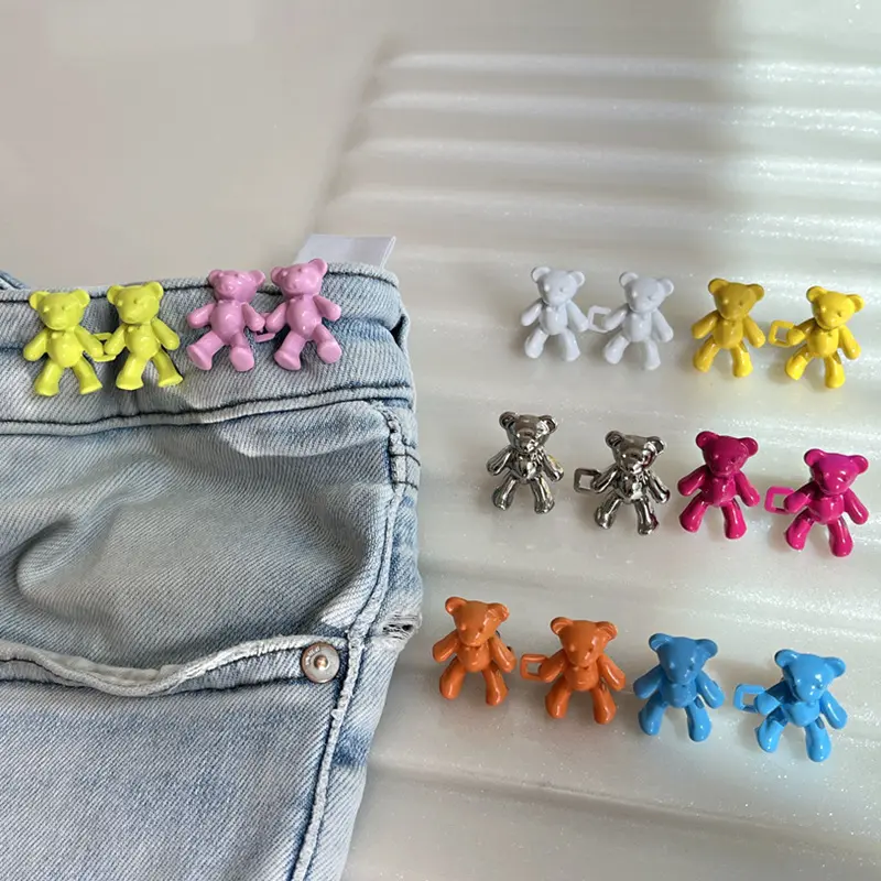 Ours mignon personnalisé pantalon bouton amovible taille instantanée Jeans Pin boutons réglable ours boutons