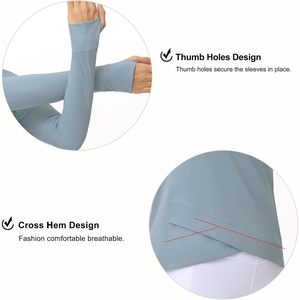 Women's Long Sleeve Compression Shirt Cross Hem Fitted Athletic Workout Top Yoga Running T-Shirt With Thumb Hole - Product Image 6
