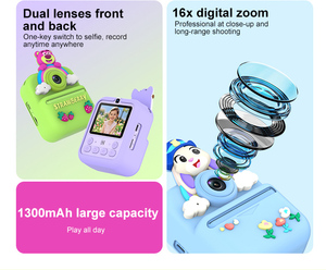 Appareils photo instantanés pour enfants avec enregistrement vidéo 1080P, impression de photos et apprentissage ludique, cadeaux de Noël pour filles de 3 à 12 ans - Product Image 3