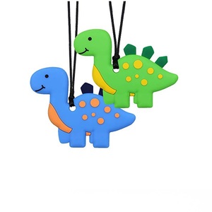 Multicolore dinosauro per uso alimentare Silicone sensoriale massaggiagengive bambino autismo alleviare lo Stress collana da masticare sensoriale per i bambini - Product Image 1
