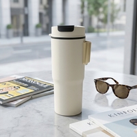 Bouilloire électrique portable pour voiture, avec poignée intelligente, en acier inoxydable, pour chauffer le café, le thé, et maintenir la température, tasse à eau électrique